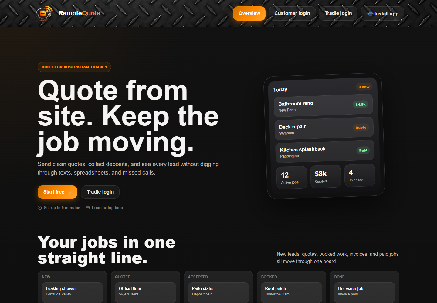 Remote Quote workflow app screenshot