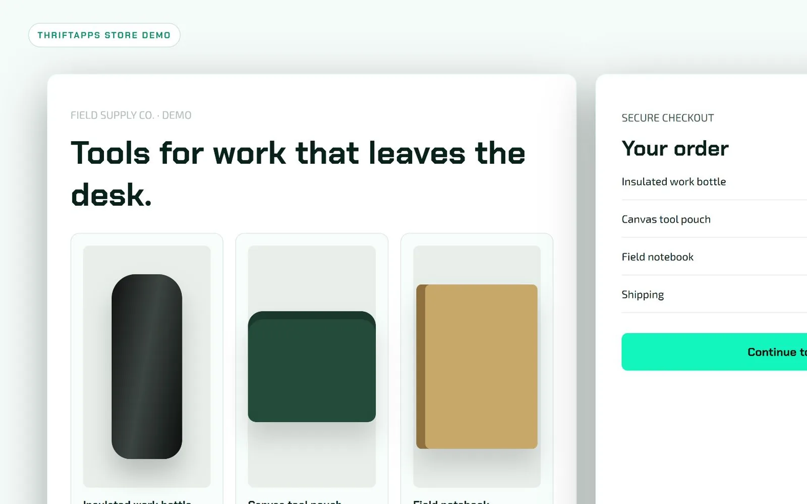 Representative mobile-first online store and checkout demonstration