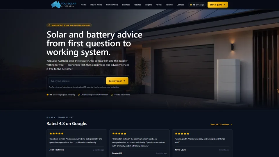 Current YouSolar Australia live website